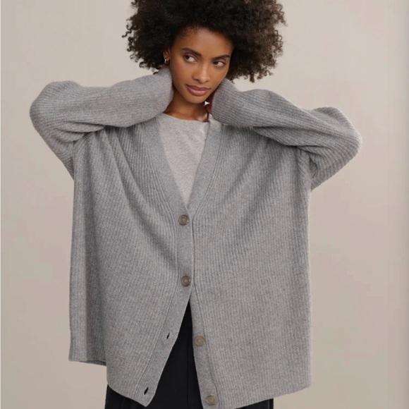 Jenni Kayne 100% Cashmere Gray Cocoon Women's Cardigan Size S - Picture 2 of 6